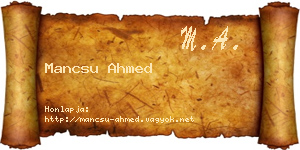 Mancsu Ahmed névjegykártya